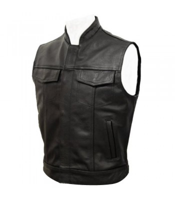 Leather Cut Off Outlaw Biker Vest by Skintan Leather Men Waistcoat Outdoor Vest